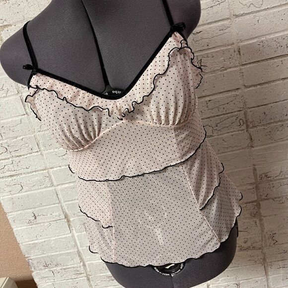 Jezebel Pink Black Polka Dot Camisole Medium - Picture 1 of 7